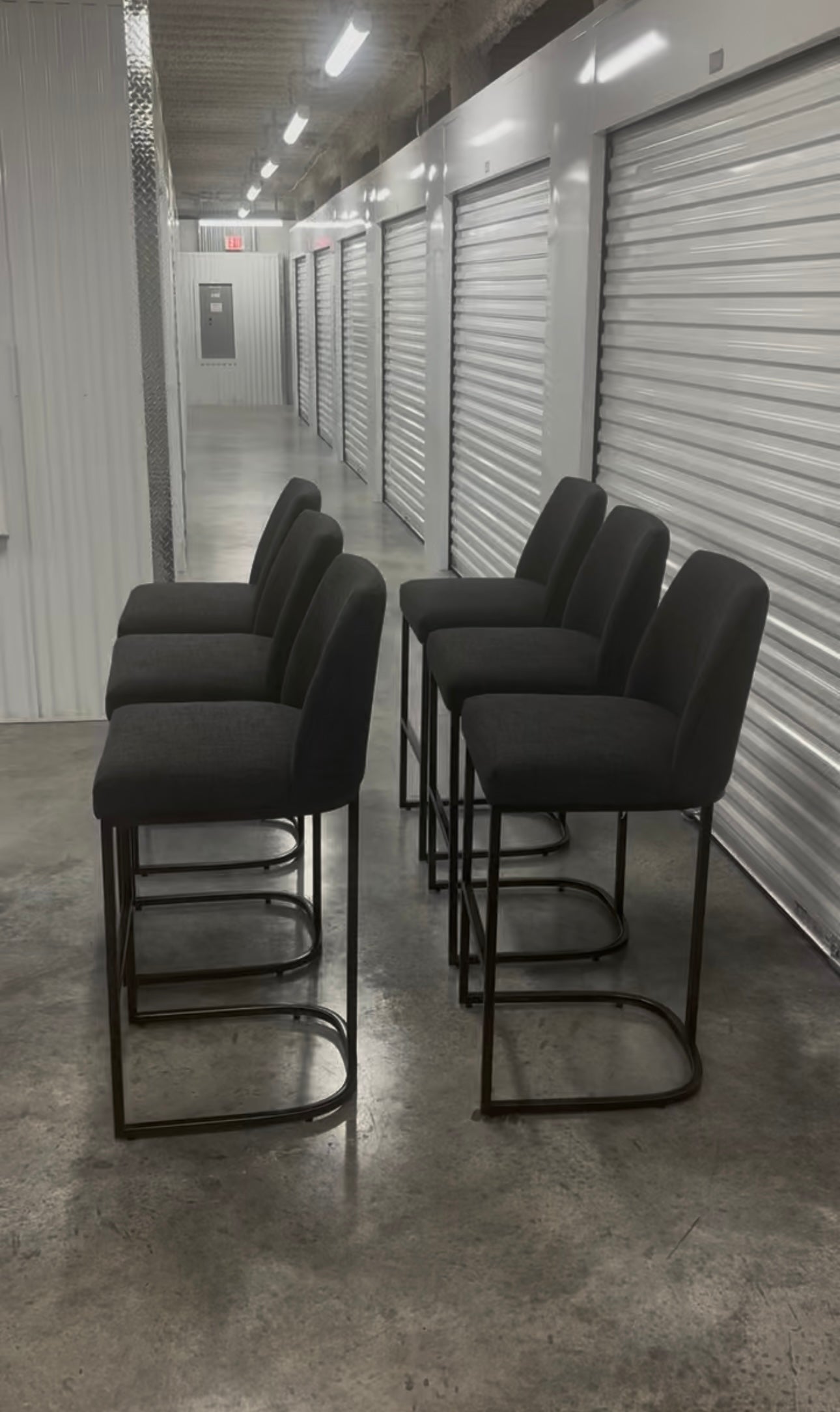 RH Emery Armless Bar Stools Set of 6 Like New Dark Gray Restoration Hardware