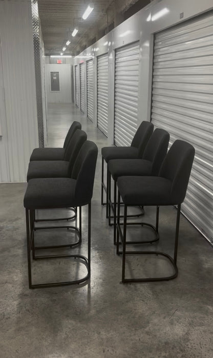 RH Emery Armless Bar Stools Set of 6 Like New Dark Gray Restoration Hardware