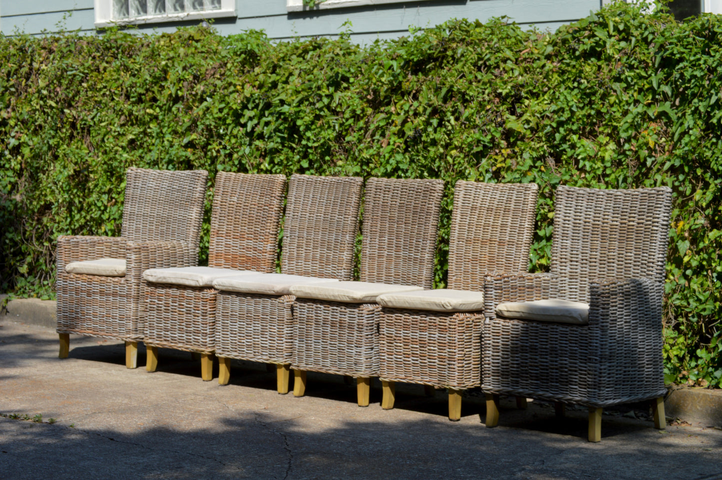 RH Provence Wicker High-Back Dining Chair Set of 6 Outdoor or Indoor Restoration Hardware