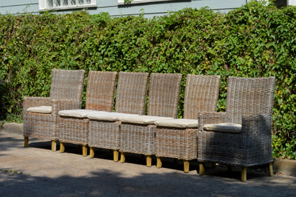 RH Provence Wicker High-Back Dining Chair Set of 6 Outdoor or Indoor Restoration Hardware