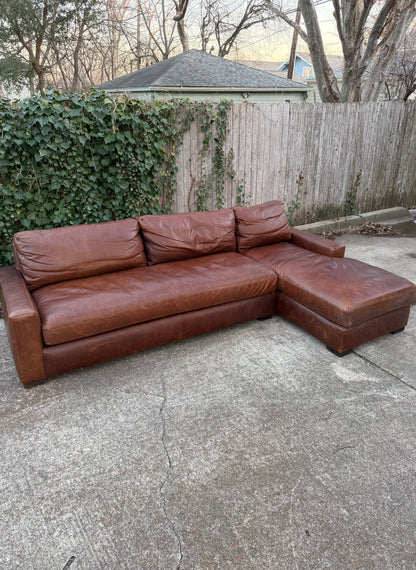 RH Leather Maxwell Sectional Brown Classic Restoration Hardware