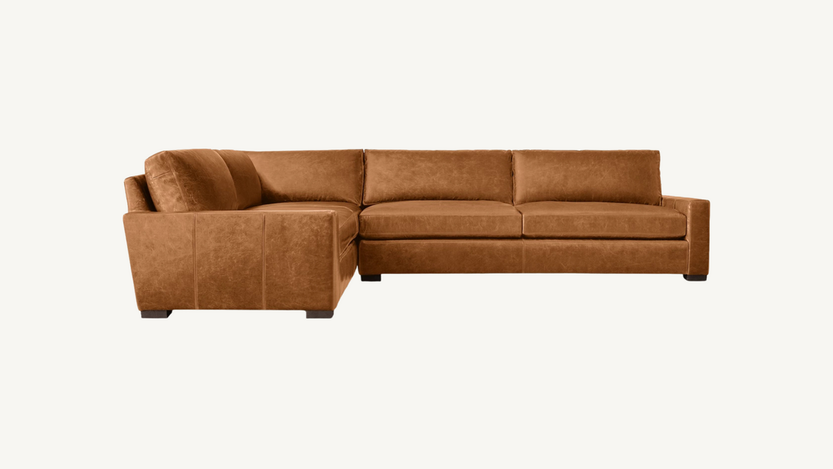 RH Maxwell Leather L Sectional Brompton Chestnut Restoration
