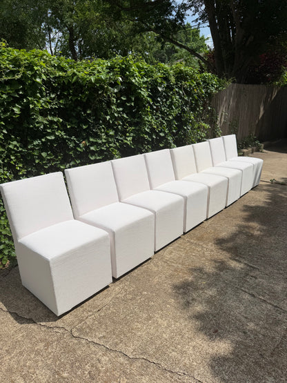 RH Ellison Set of 8 Dining Chairs White Performance Linen Restoration Hardware