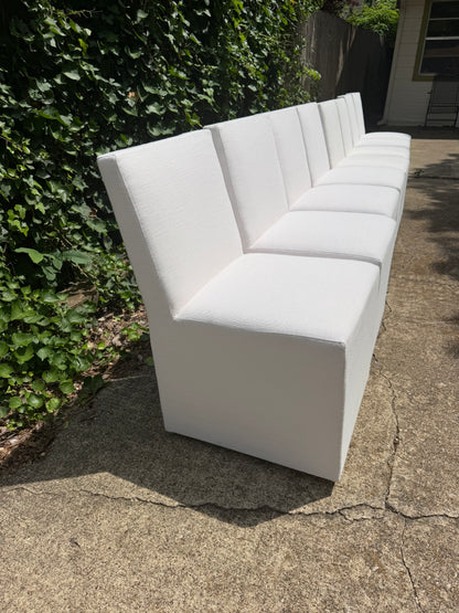 RH Ellison Set of 8 Dining Chairs White Performance Linen Restoration Hardware