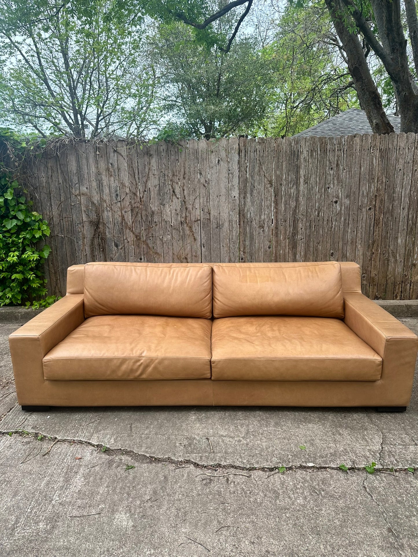 RH Modena Camel Leather Sofa