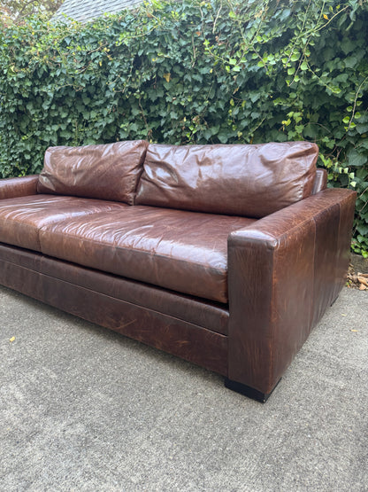 MG+BW Leather Brown Sofa 8 Foot Maxwell Lookalike Mitchell Gold + Bob Williams