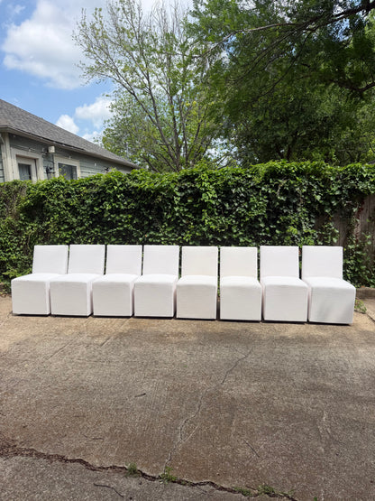 RH Ellison Set of 8 Dining Chairs White Performance Linen Restoration Hardware