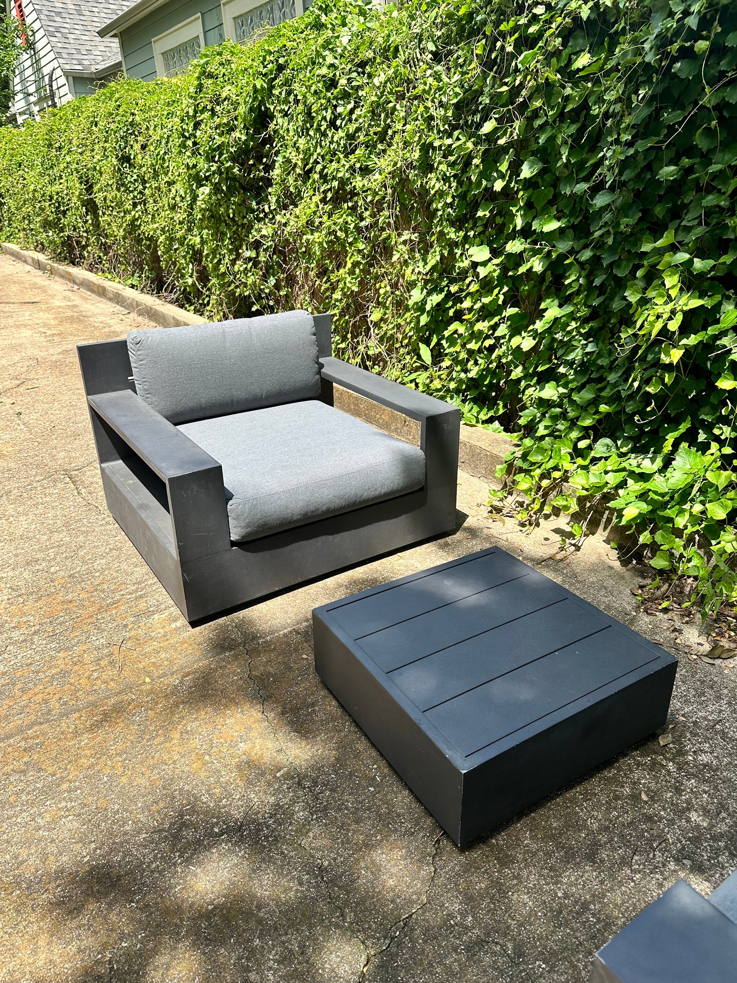 RH Marbella Chair & Ottoman Set