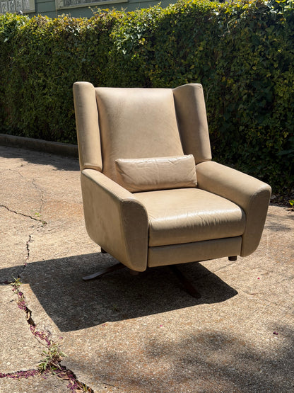 RH Luke Leather Reclining Swivel Chair Desk Chair Lounge Restoration Hardware