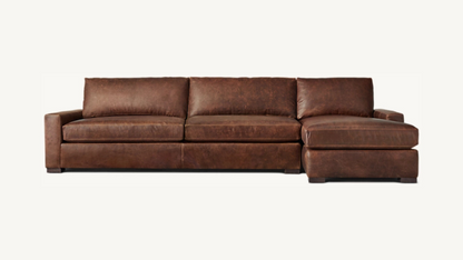 RH Maxwell Leather Sectional Italian Brompton Cocoa Restoration Hardware Brown 9 Foot