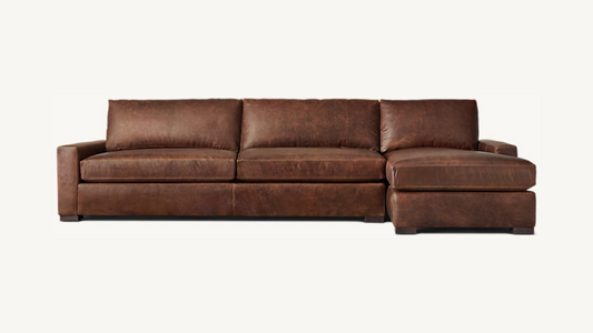 RH Maxwell Leather Sectional Italian Brompton Cocoa Restoration Hardware Brown 9 Foot