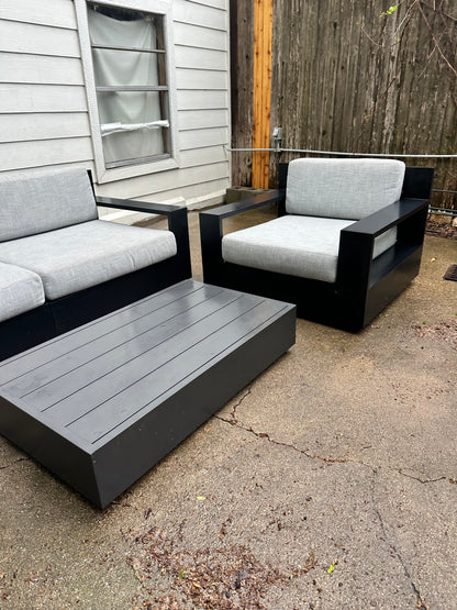 RH Marbella Outdoor Set Two Swivel Chairs with Modular Sofa Loveseat Aluminum