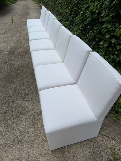 RH Ellison Set of 8 Dining Chairs White Performance Linen Restoration Hardware