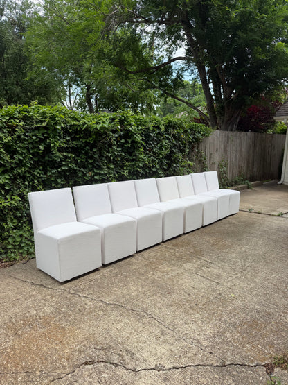 RH Ellison Set of 8 Dining Chairs White Performance Linen Restoration Hardware