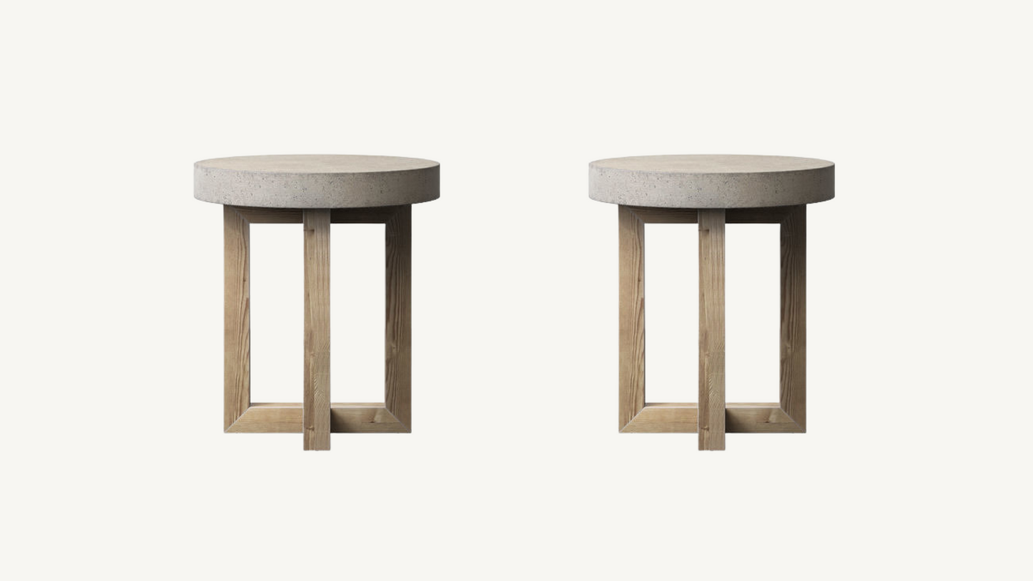 RH Heston Round Concrete Side Tables