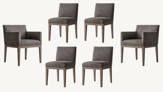 RH Morgan Leather Dining Chairs Set of 6