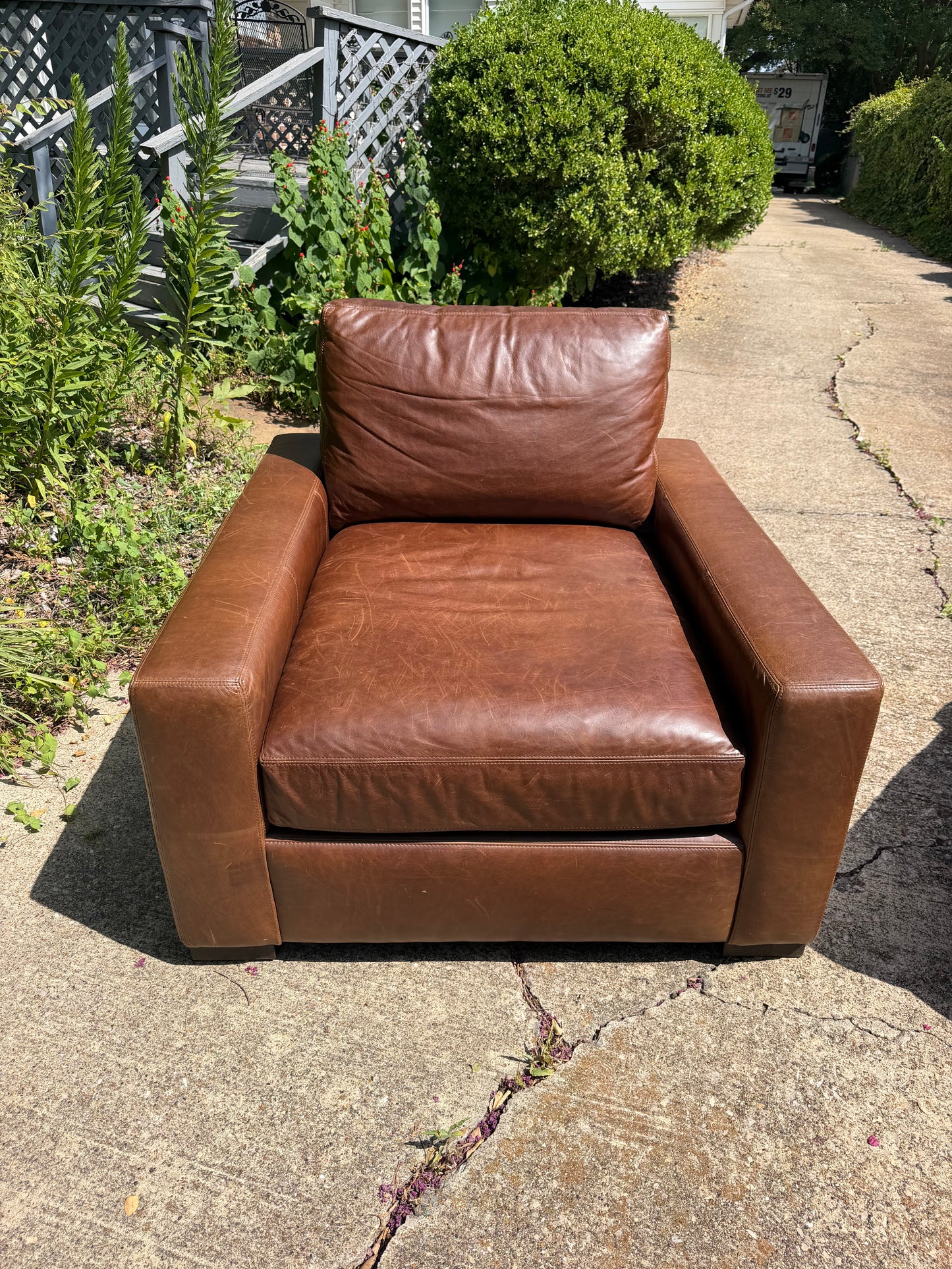 RH Maxwell Luxe Depth Brown Leather Chairs Set of 2 Pair Restoration Hardware