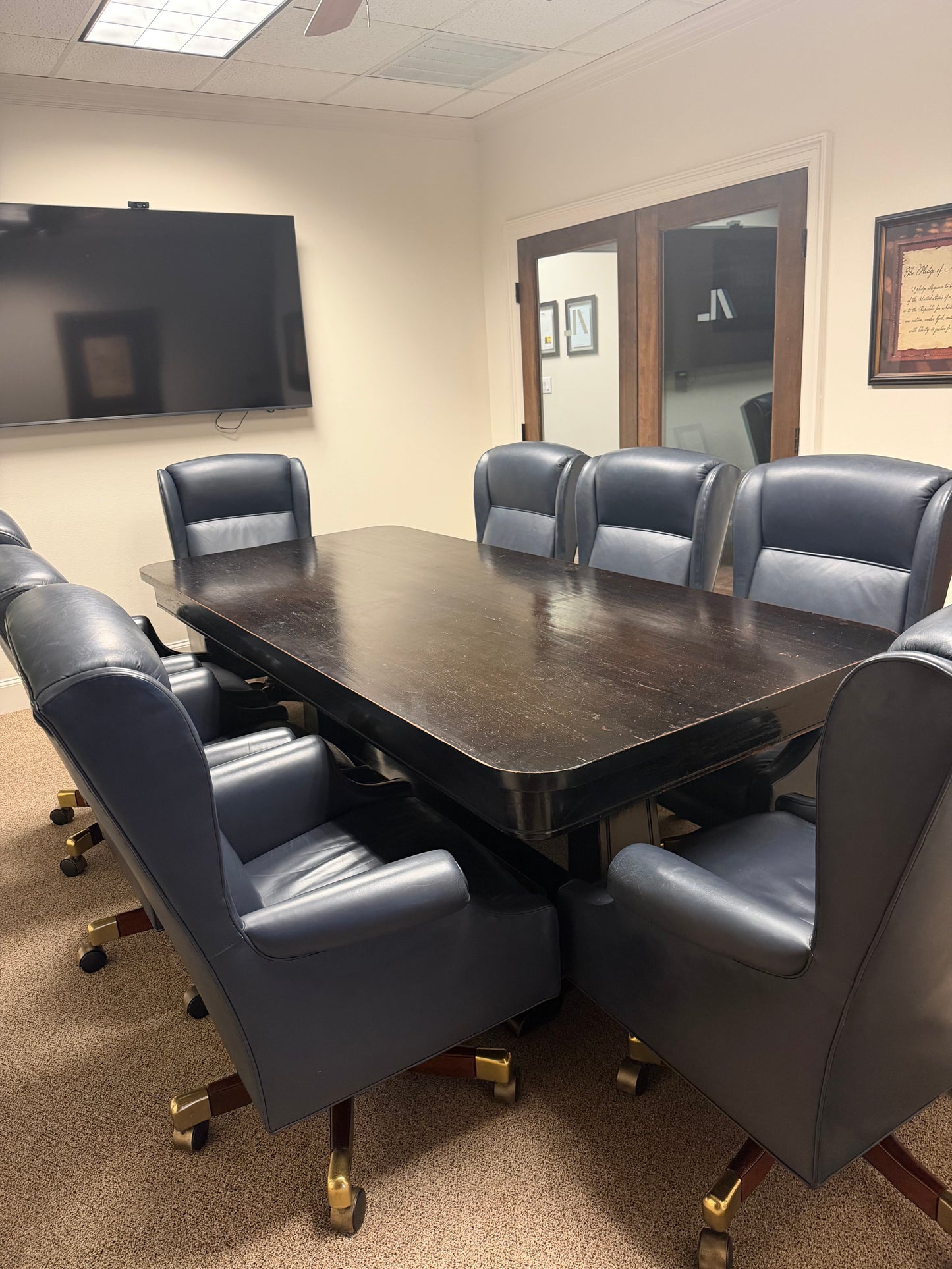 Ross Perot EDS Executive Boardroom Genuine Leather Swivel Chairs More Available Dallas History