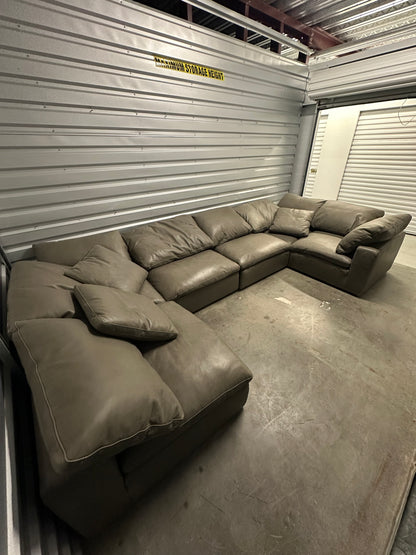 RH Leather Cloud Modular Six Piece Sectional