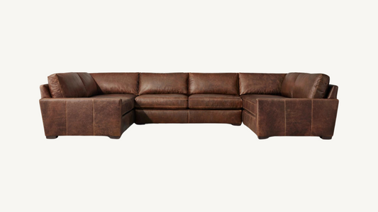 RH Maxwell Leather U-Sofa Sectional Luxe XL With Ottoman