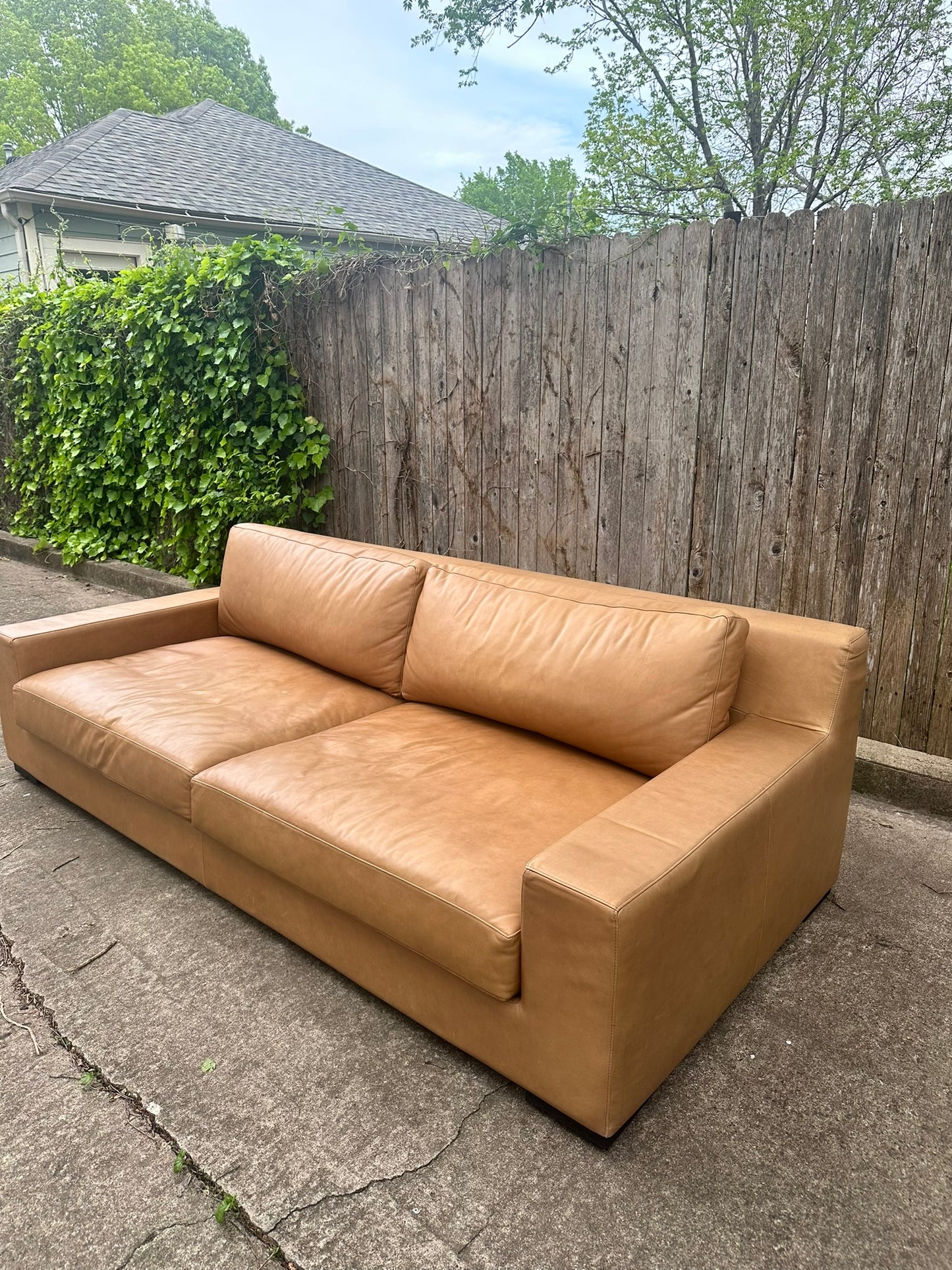 RH Modena Camel Leather Sofa