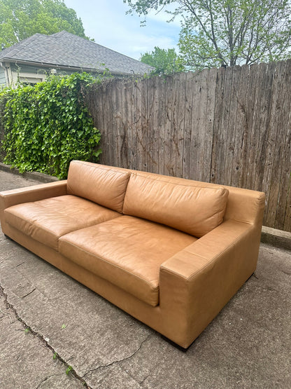 RH Modena Camel Leather Sofa