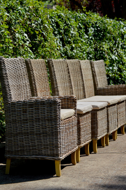 RH Provence Wicker High-Back Dining Chair Set of 6 Outdoor or Indoor Restoration Hardware