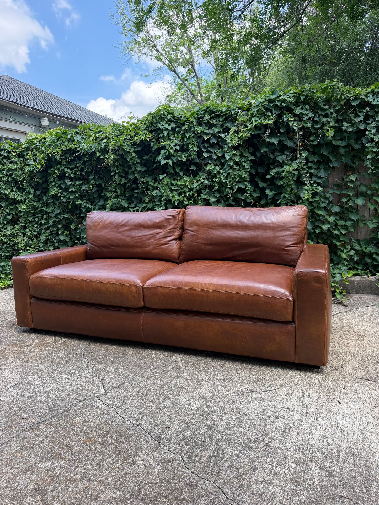 RH Maxwell Brown Leather 7 Foot Restoration Hardware