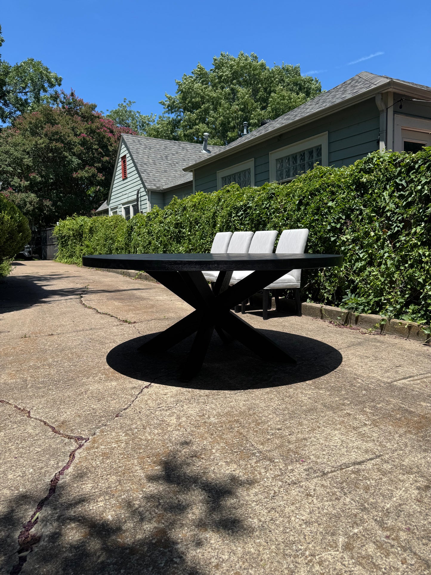 RH 1960s French X-Base 72” Round Dining Table Restoration Hardware
