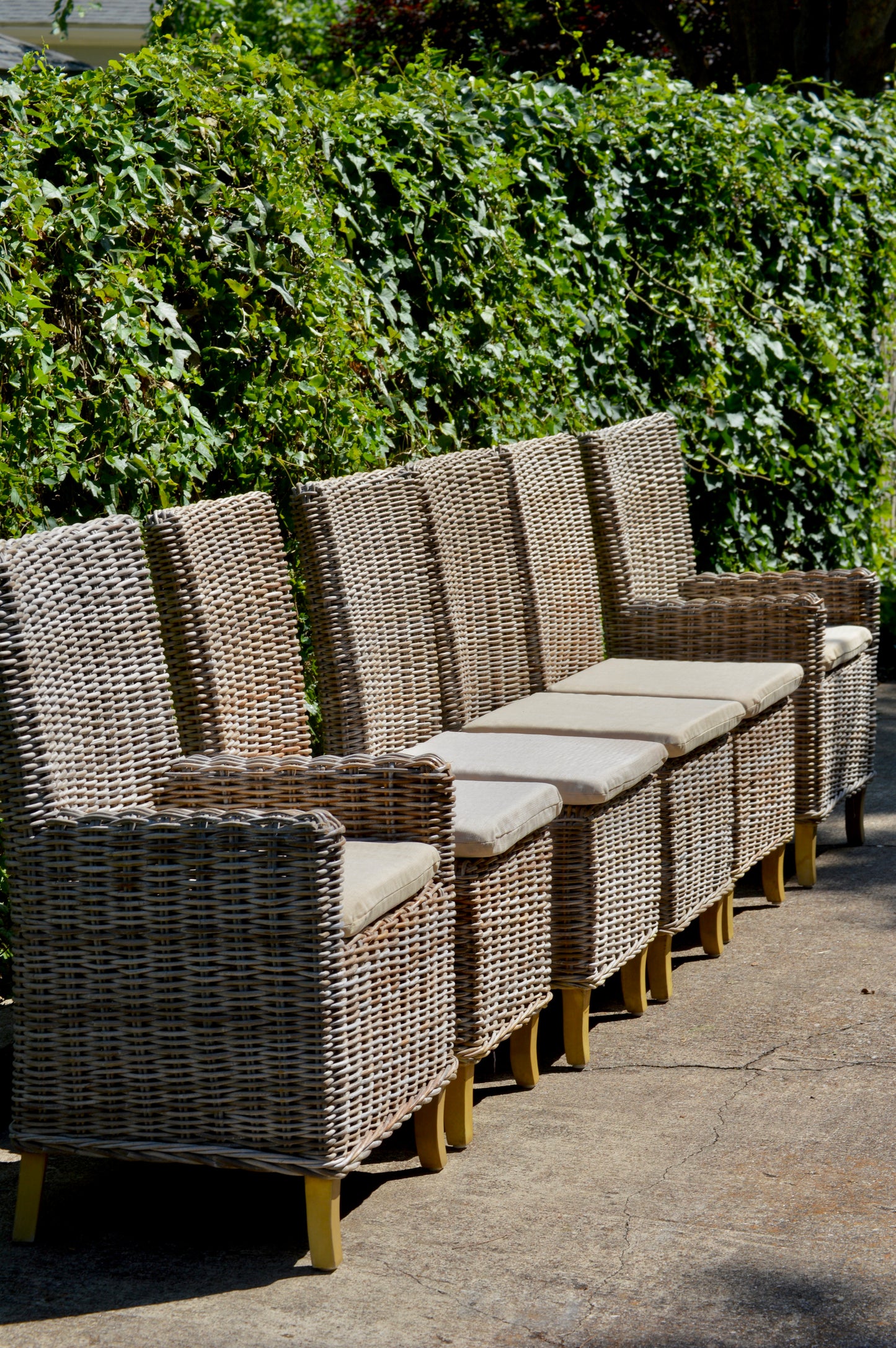 RH Provence Wicker High-Back Dining Chair Set of 6 Outdoor or Indoor Restoration Hardware