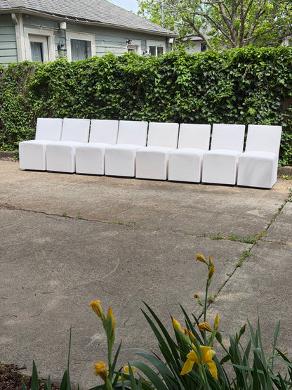 RH Ellison Set of 8 Dining Chairs White Performance Linen Restoration Hardware