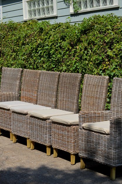 RH Provence Wicker High-Back Dining Chair Set of 6 Outdoor or Indoor Restoration Hardware