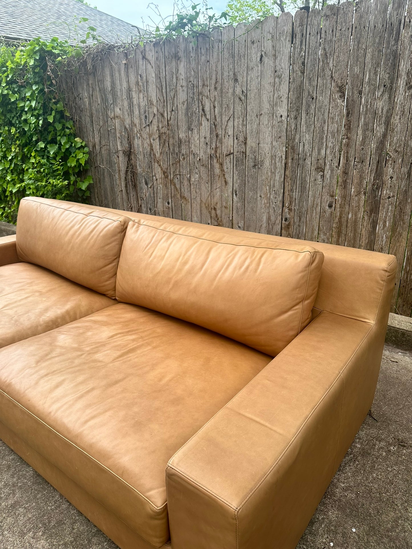 RH Modena Camel Leather Sofa