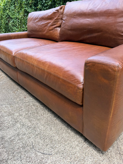RH Maxwell Brown Leather 7 Foot Restoration Hardware