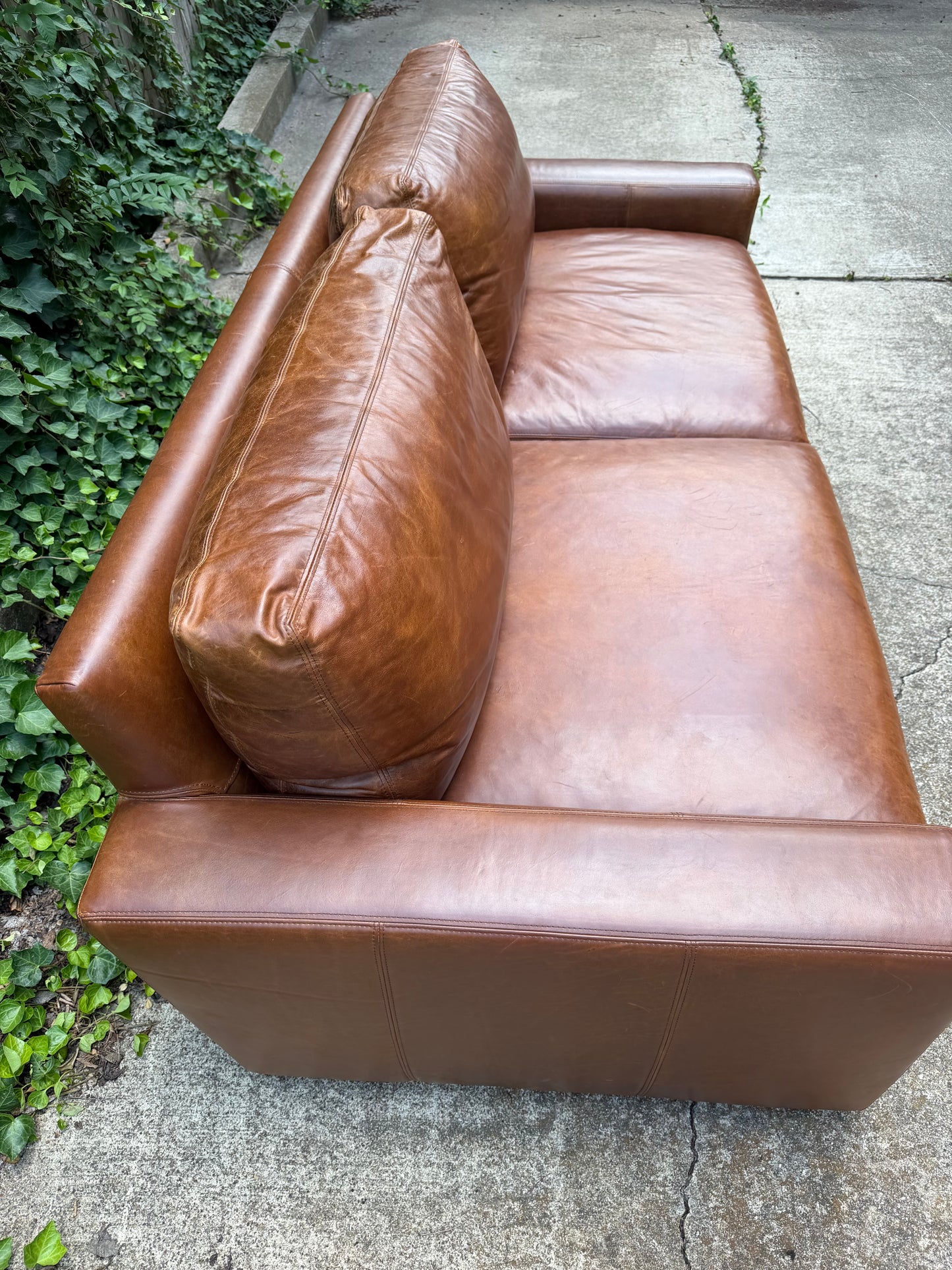 RH Maxwell Brown Leather 7 Foot Restoration Hardware