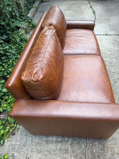 RH Maxwell Brown Leather 7 Foot Restoration Hardware