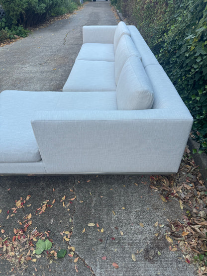 RH Italia Taper Arm Sectional Perennials Performance Gray Two Tone Linen