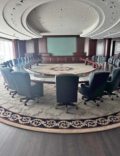 Rare Ross Perot EDS Boardroom Black Leather Executive Swivel Chairs Set of 8