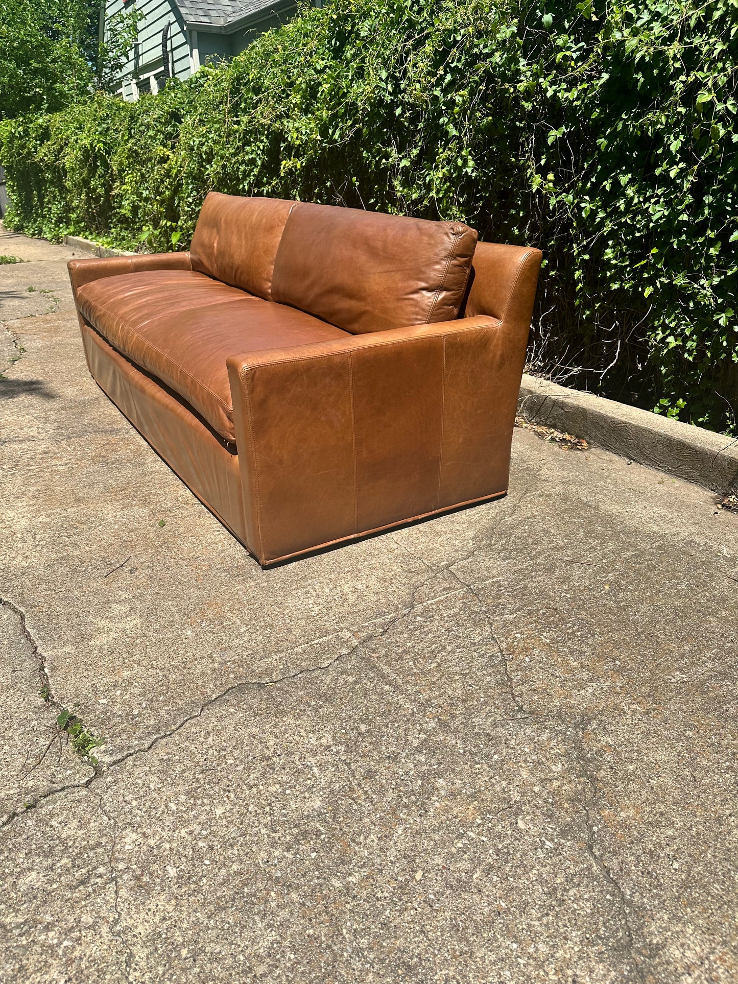 RH Leather Belgian Track Arm Sofa