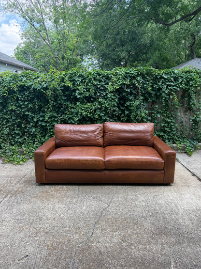RH Maxwell Brown Leather 7 Foot Restoration Hardware
