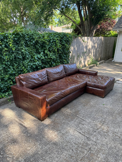 RH Maxwell Leather Sectional Italian Brompton Cocoa Restoration Hardware Brown 9 Foot