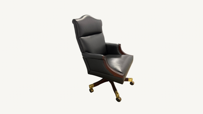 Rare Ross Perot EDS Boardroom Black Leather Executive Swivel Chairs Set of 8