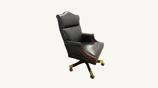 Rare Ross Perot EDS Boardroom Black Leather Executive Swivel Chairs Set of 8