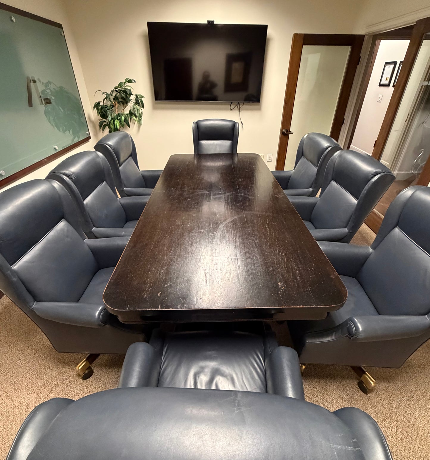 Ross Perot EDS Executive Boardroom Genuine Leather Swivel Chairs More Available Dallas History