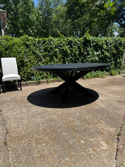 RH 1960s French X-Base 72” Round Dining Table Restoration Hardware