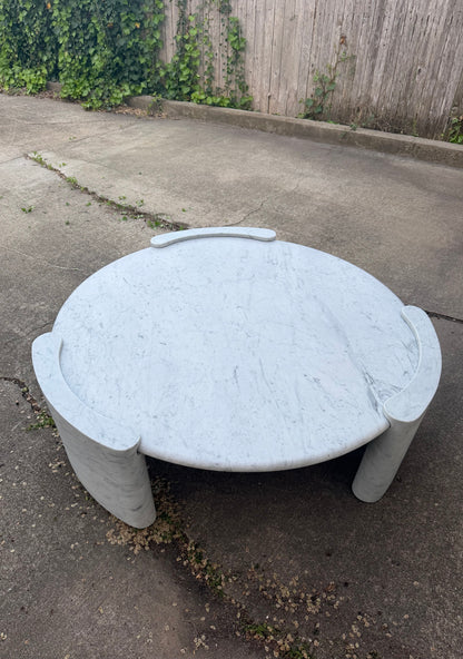 RH Cardin Marble Round Coffee Table Carrara Restoration Hardware