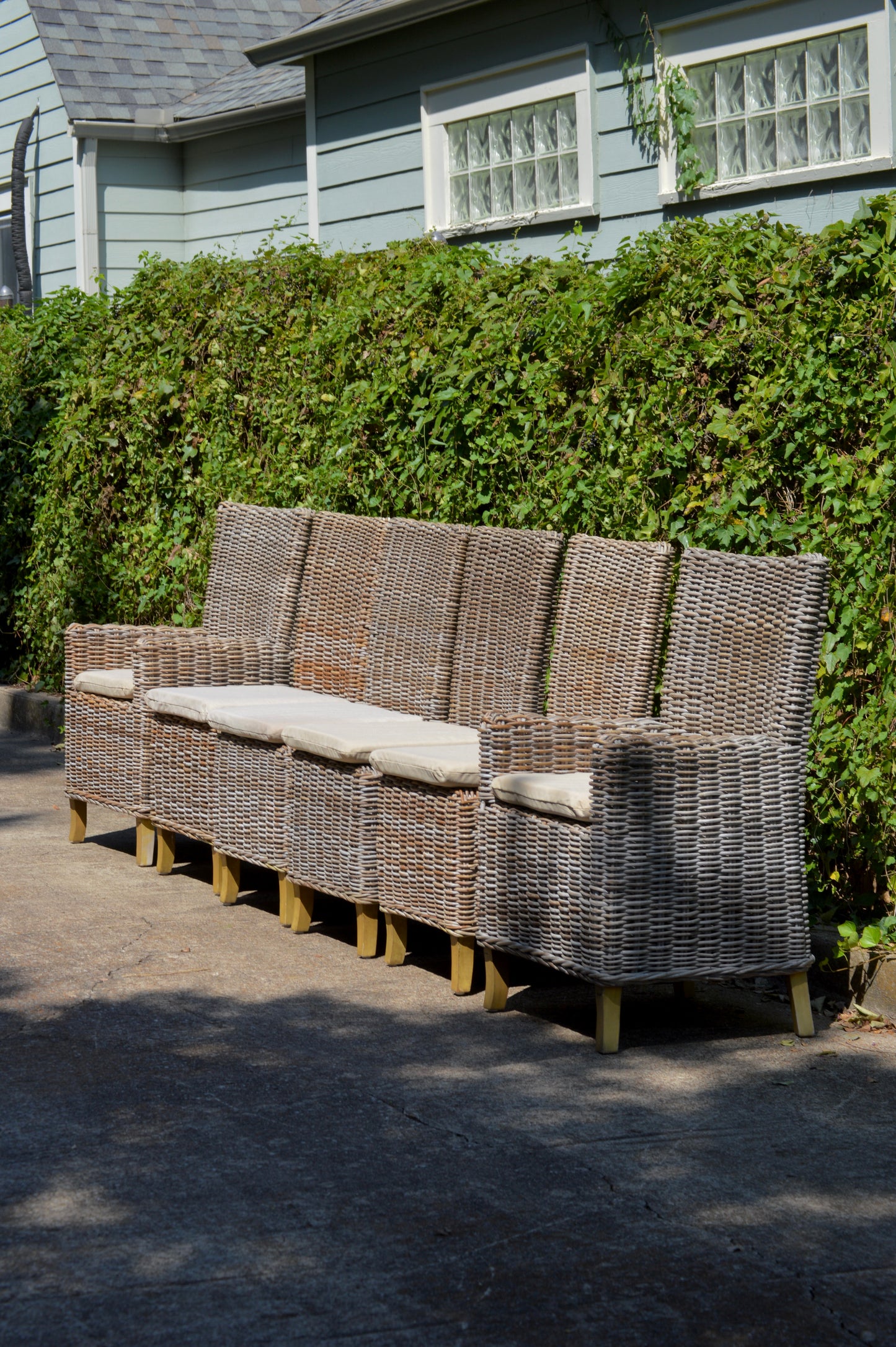 RH Provence Wicker High-Back Dining Chair Set of 6 Outdoor or Indoor Restoration Hardware