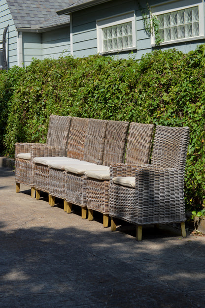 RH Provence Wicker High-Back Dining Chair Set of 6 Outdoor or Indoor Restoration Hardware