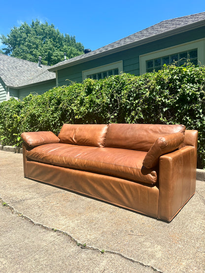 RH Leather Belgian Track Arm Sofa