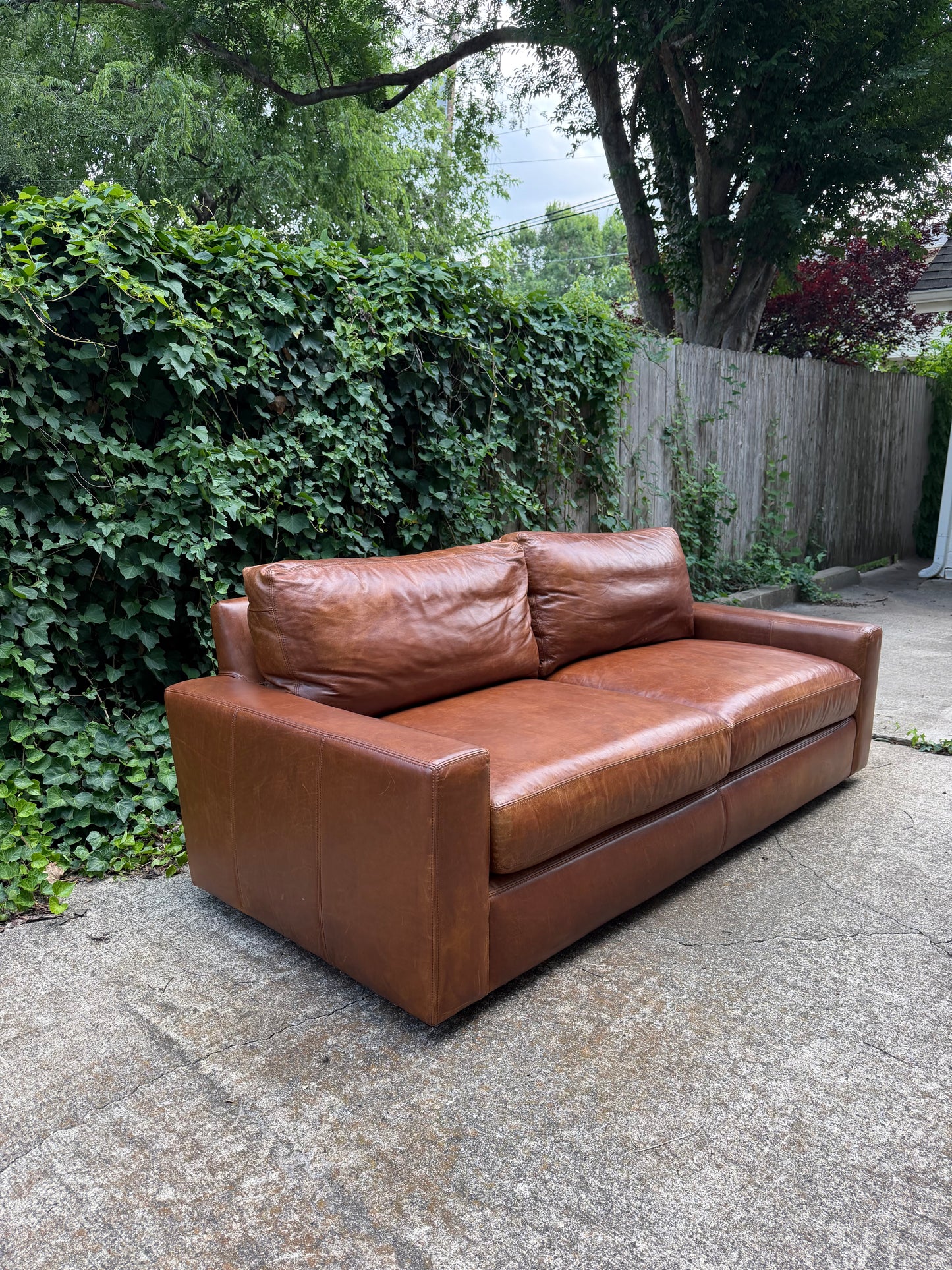 RH Maxwell Brown Leather 7 Foot Restoration Hardware